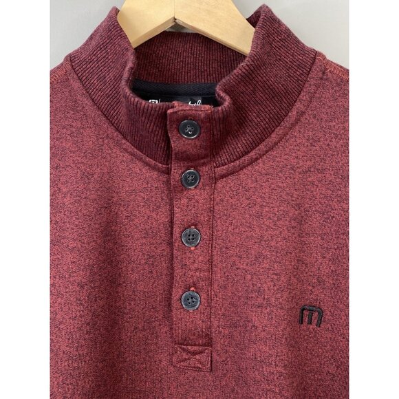 Travis Mathew 4 Button Red Long Sleeve Micro Fleece Pullover Sweater Men’s Large - Picture 3 of 16
